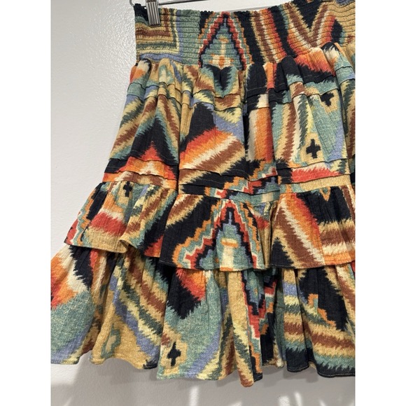 Lauren Ralph Lauren Southwestern Print Ruffle Skirt Colorful Western Global Boho - Picture 3 of 7